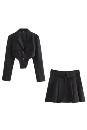 ‘ Ian’ Swimsuit-Inspired Blazer & Wide-Pleated Skirt Set (Sold Separately)