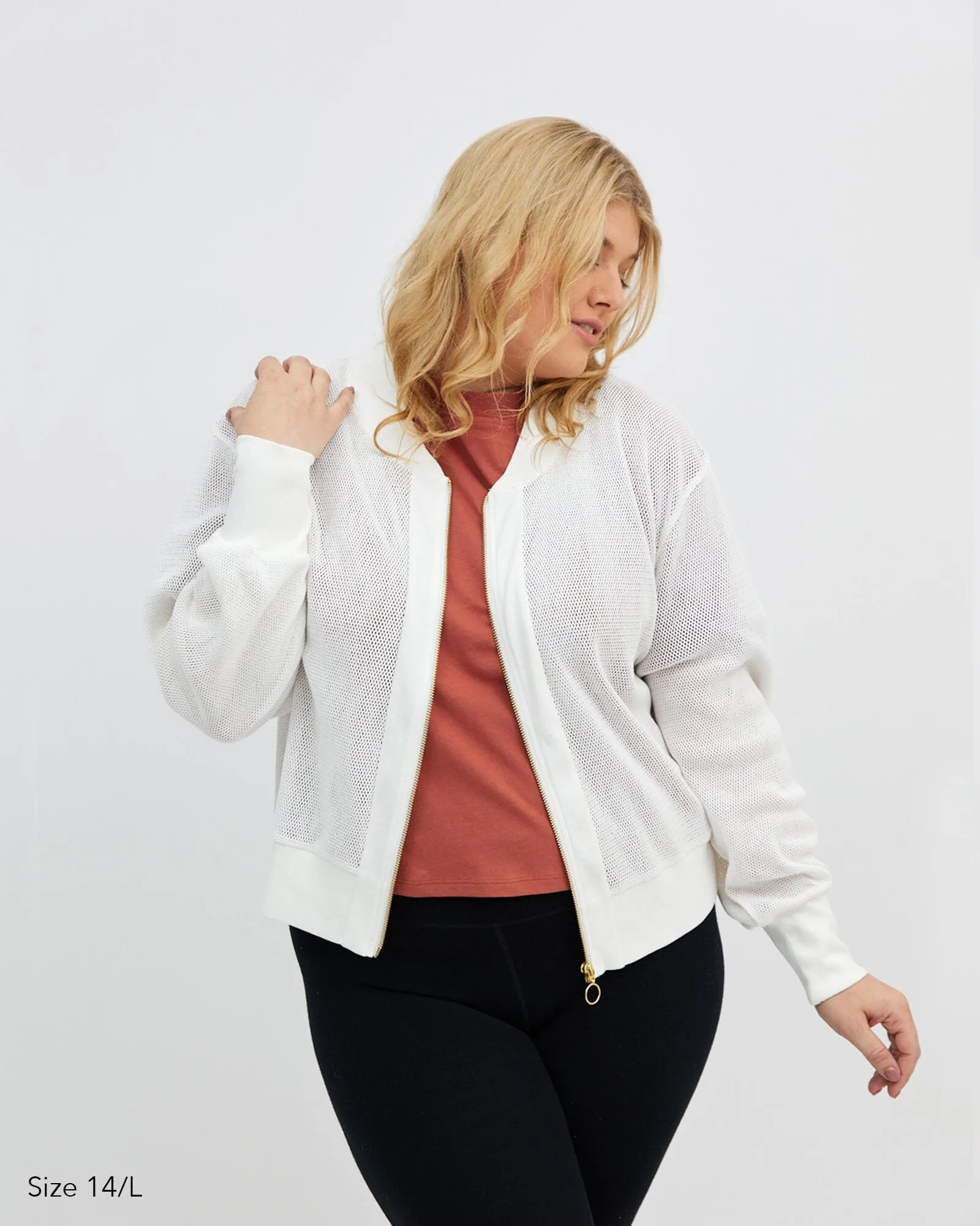 Amara Mesh Bomber Jacket - Cream