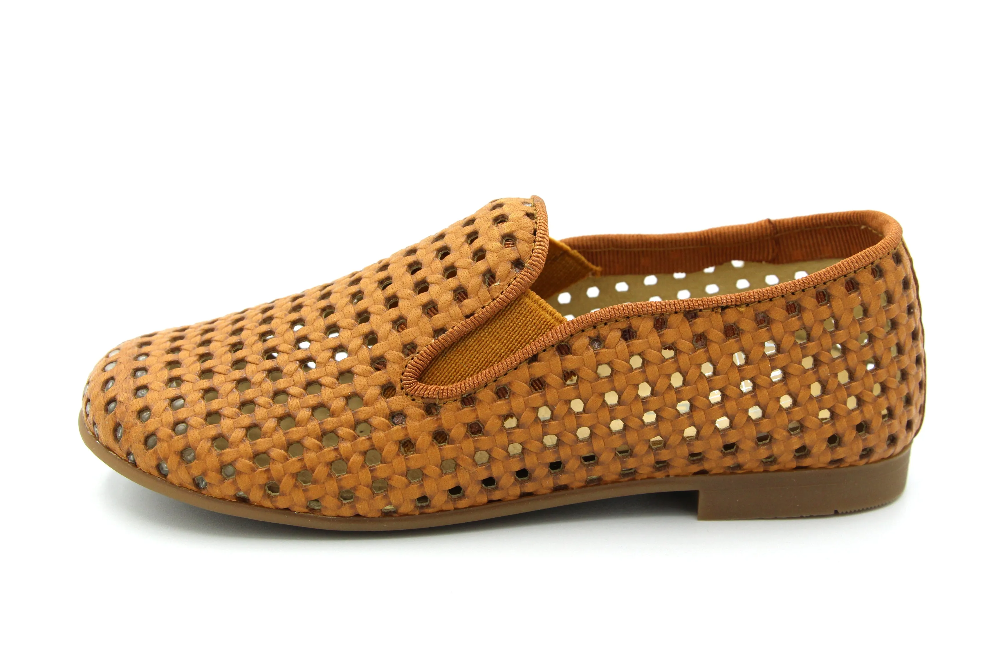 Andanines  Camel Brown Basket Weave Slip On 53-6