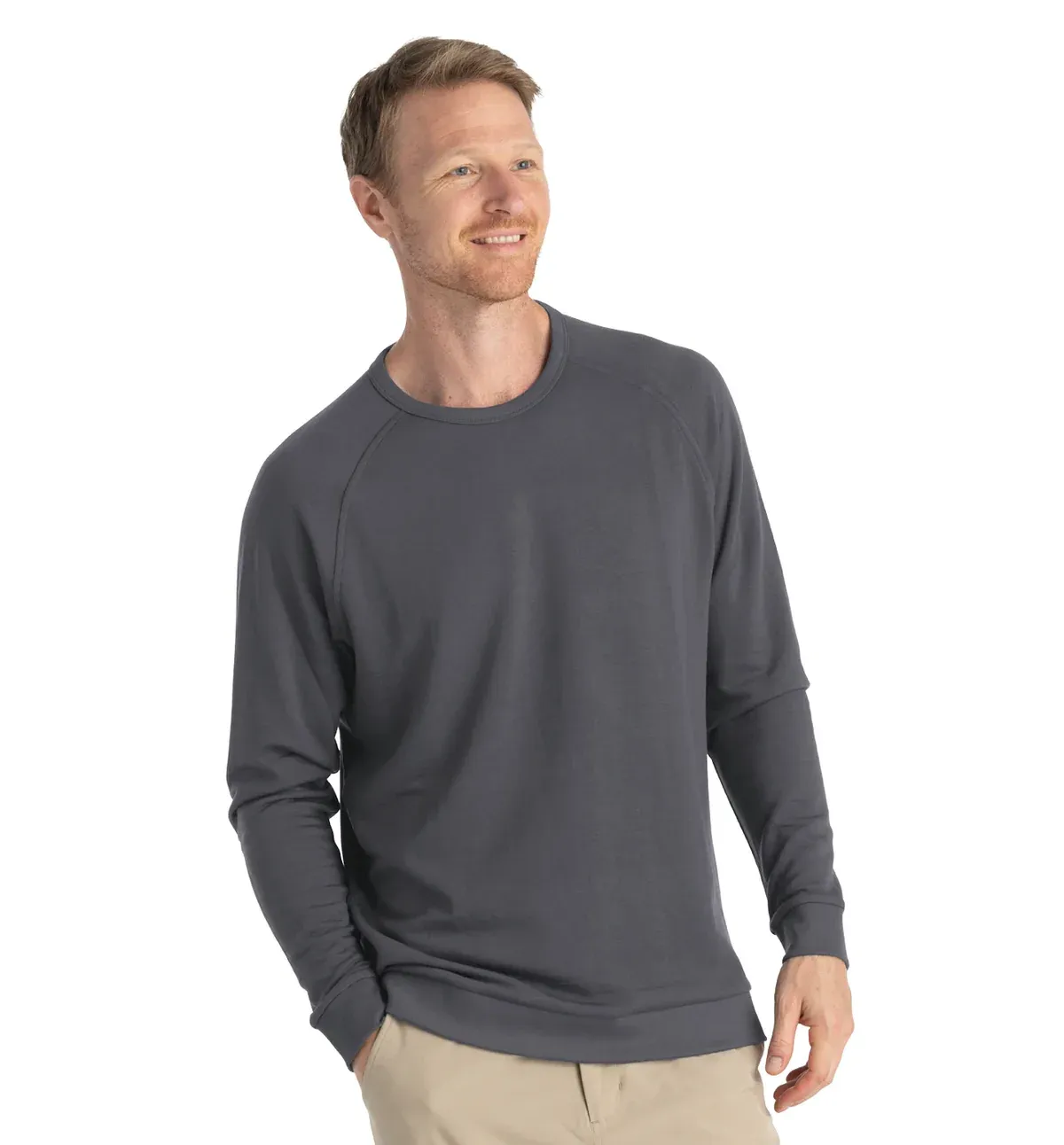 Bamboo Fleece Crewneck in Black Sand