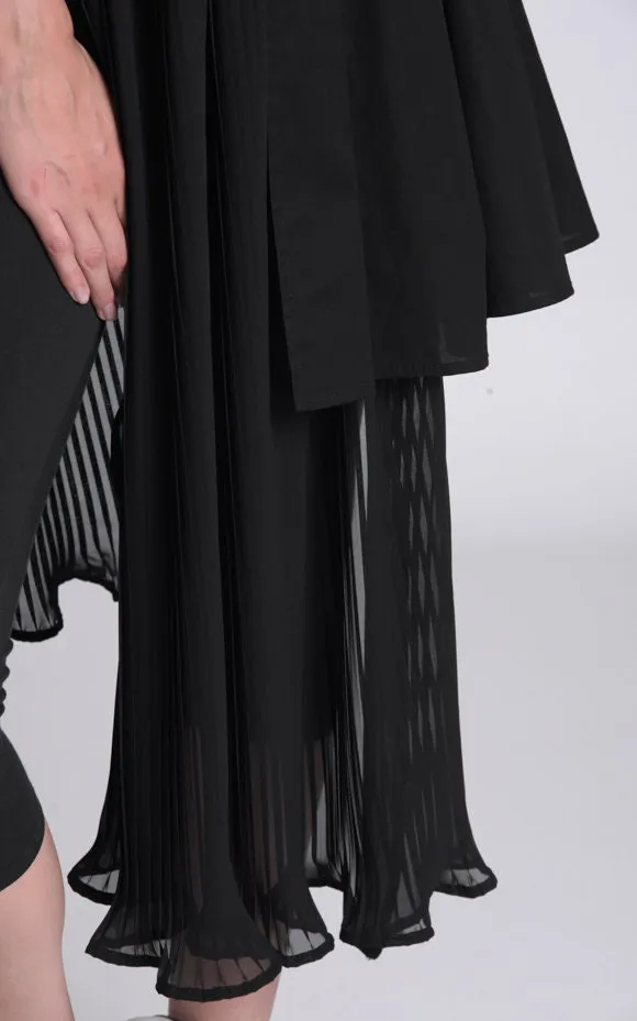 Black Pleated Shirt Dress