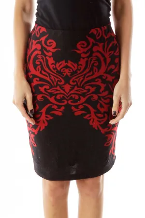 Black Red Pencil Skirt