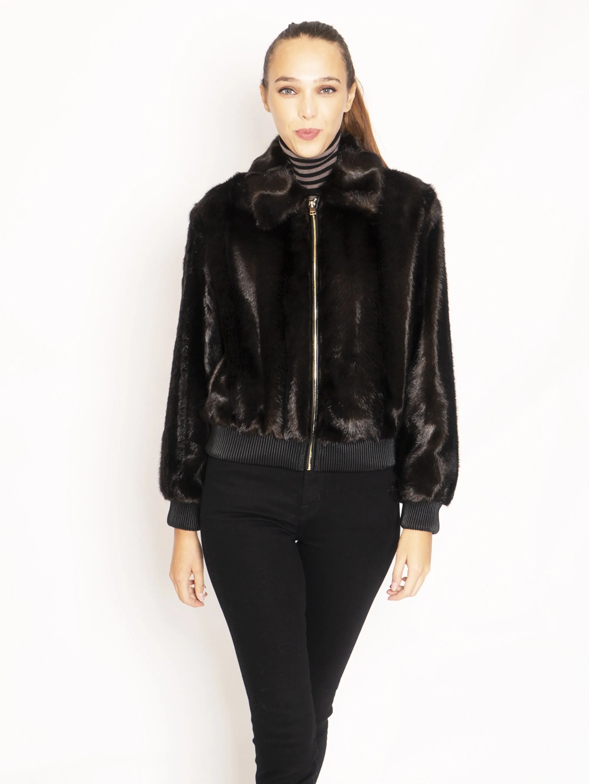 Bomber in Eco Pelliccia - Marrone