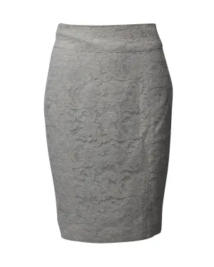 Burberry Lace Pencil Skirt in White Cotton