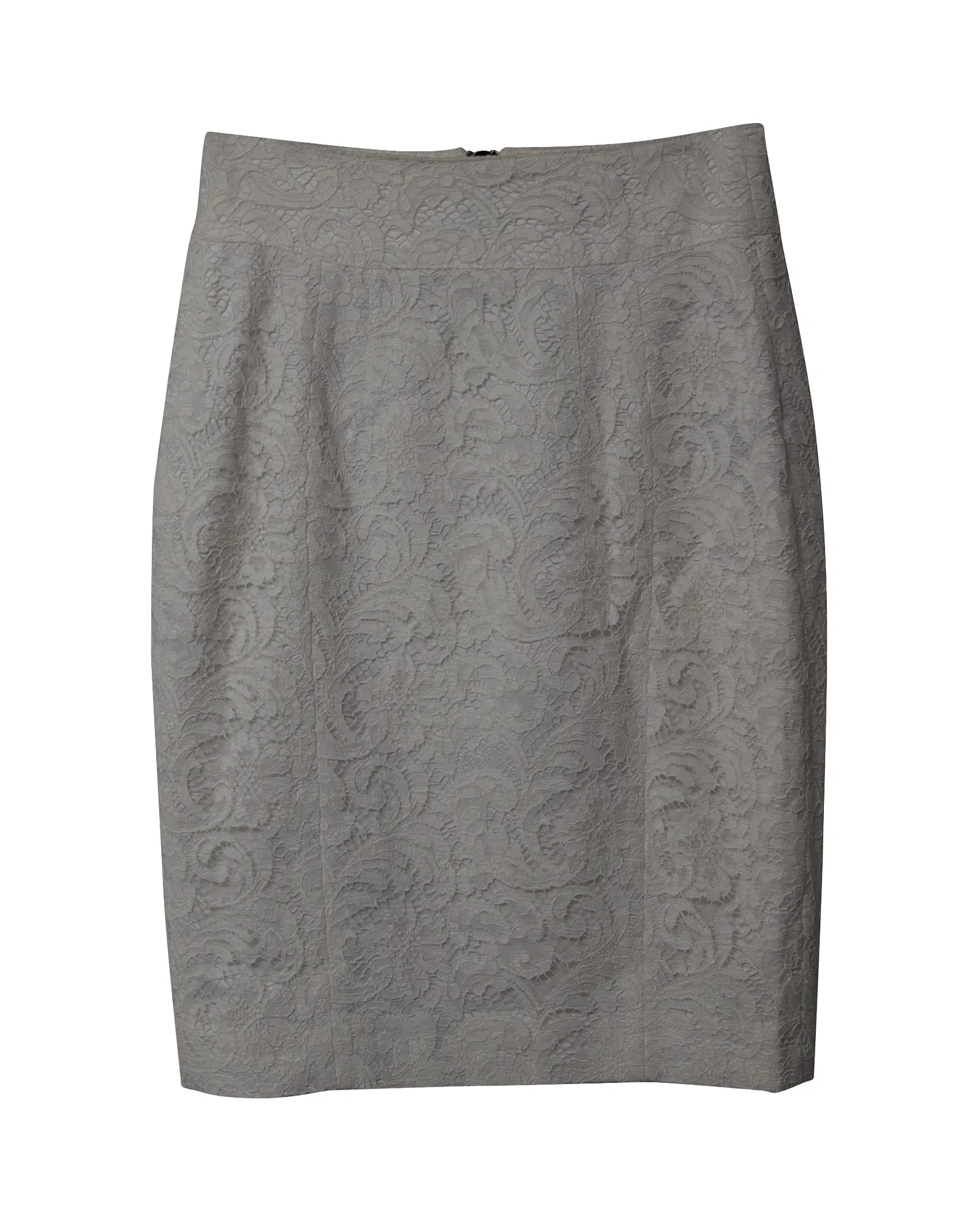 Burberry Lace Pencil Skirt in White Cotton