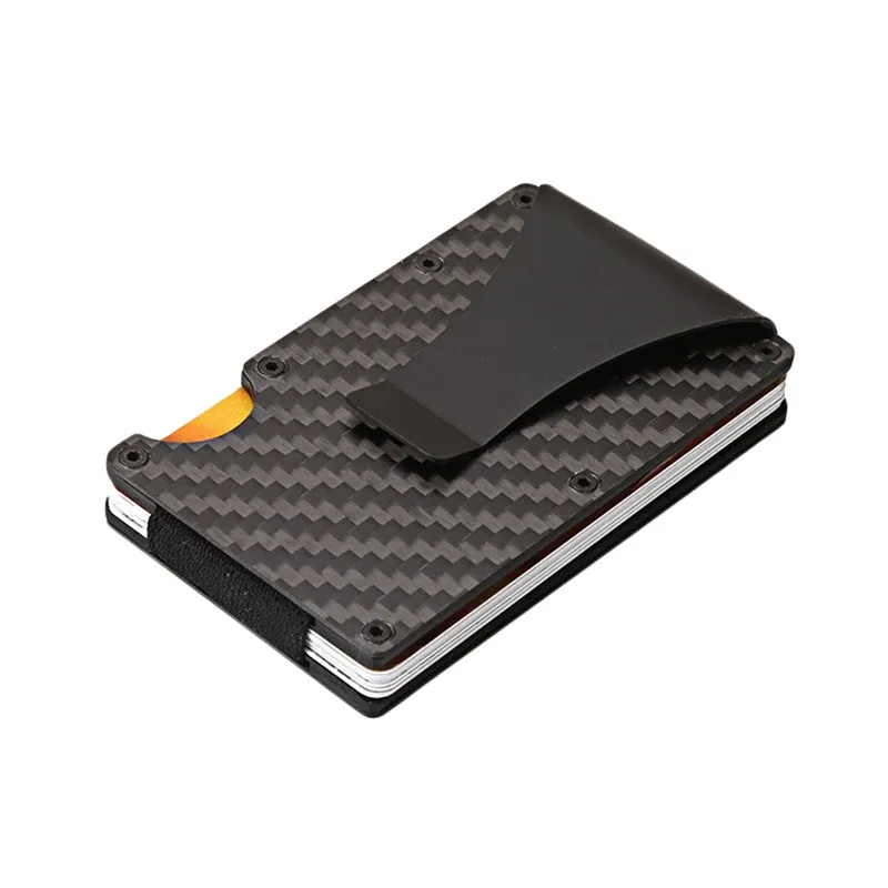 Carbon Fiber Credit Card Holder Carbon Fiber Slim Minimalist Wallet Front Pocket Wallet Credit Business Card Holder With Money Clip For Men (Black)