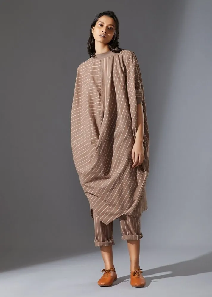 Cotton Cowl Dress-Beige