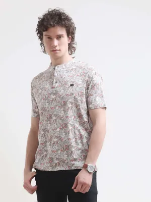 Crimson Grey Tropical Henley T-shirt