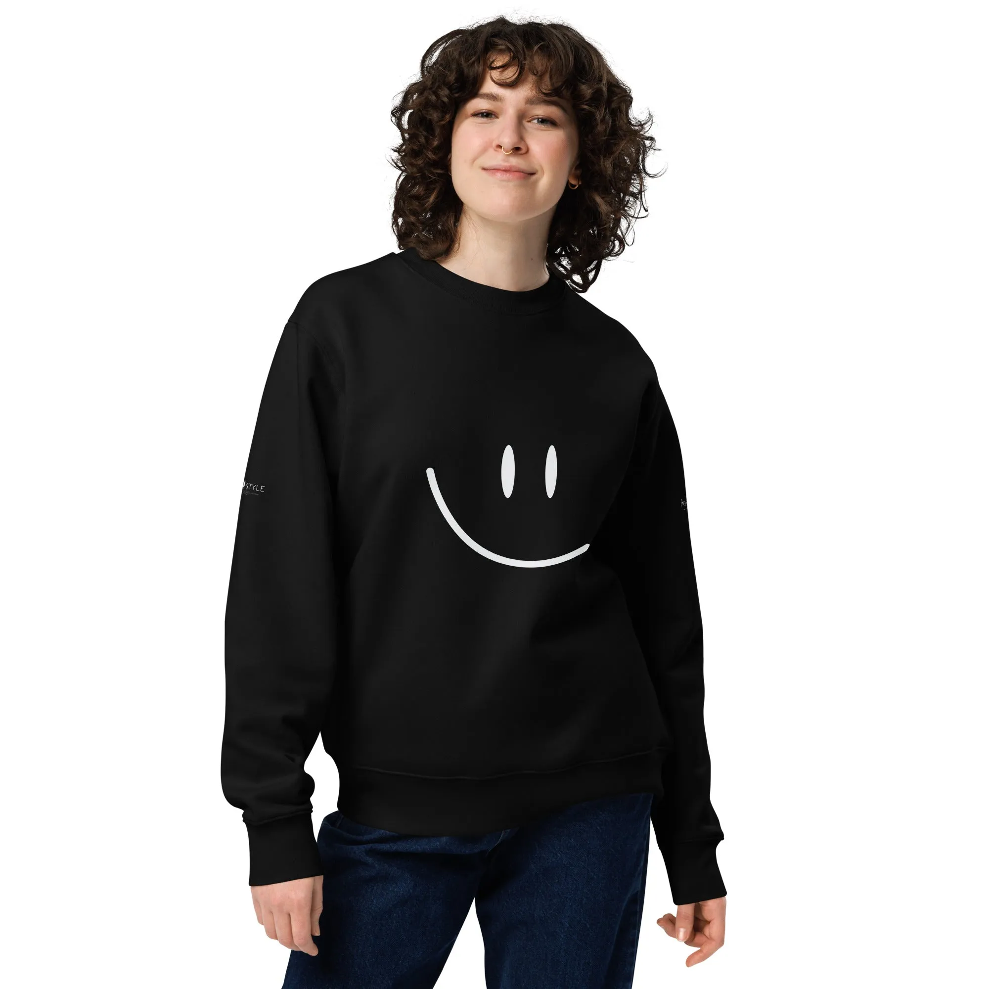 Cute Smile Unisex ECO Black Sweatshirt