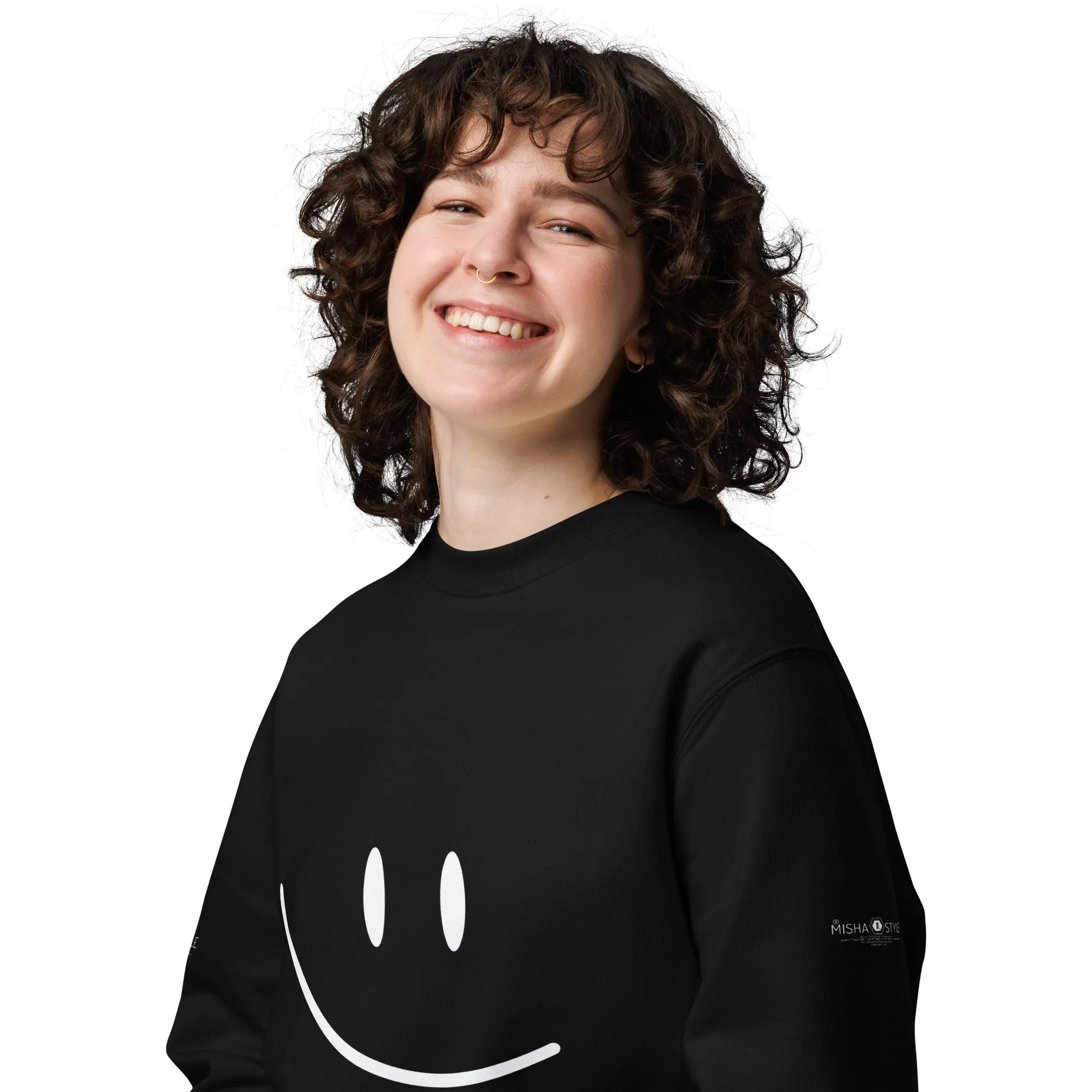 Cute Smile Unisex ECO Black Sweatshirt