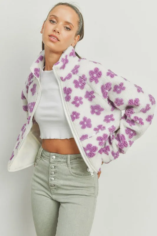 Daisy Flower Pattern Fleece Jacket - Final Sale