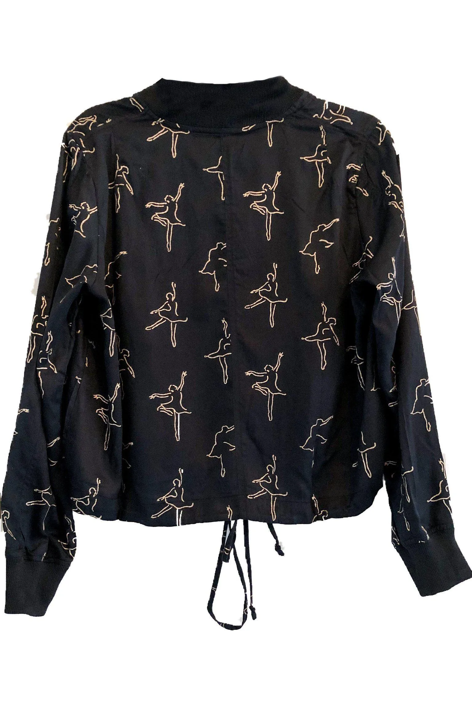 Dancing Ballerina Bomber in Black   Gold