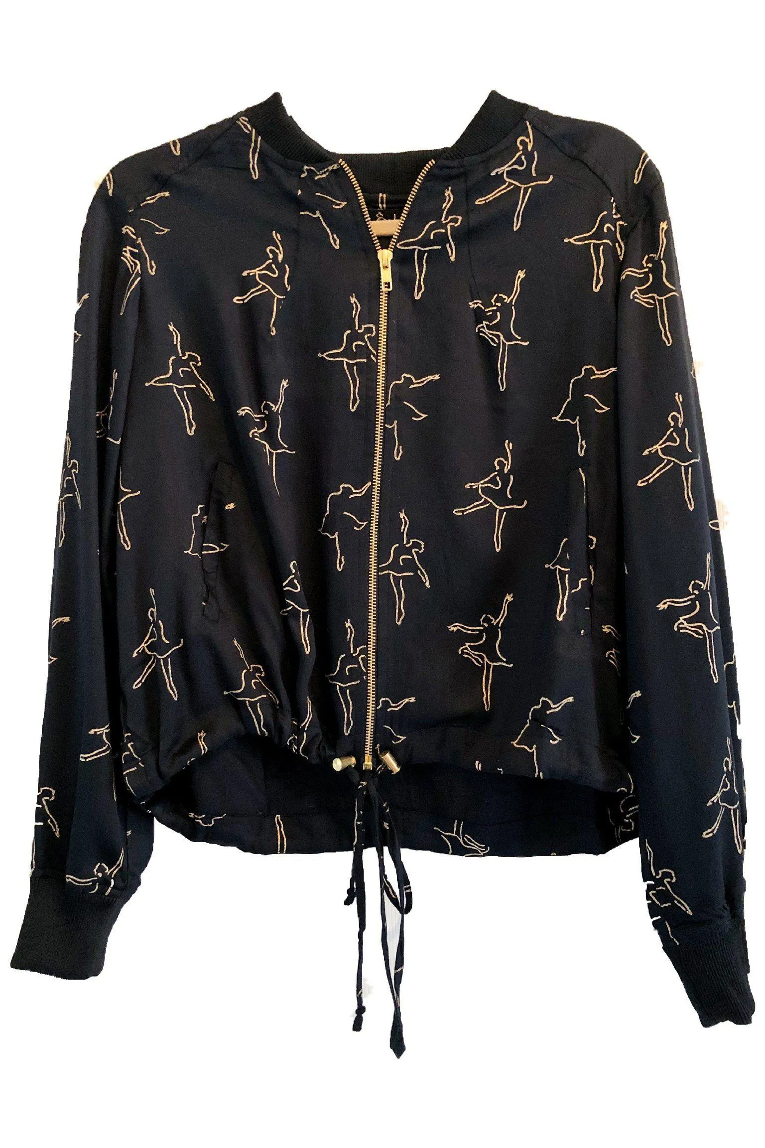 Dancing Ballerina Bomber in Black   Gold