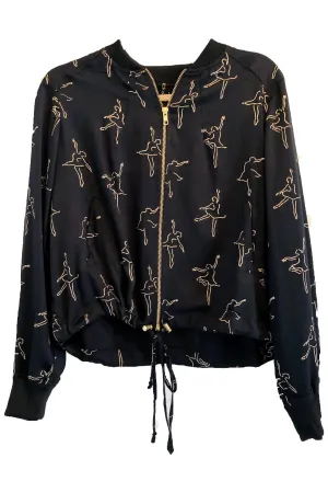 Dancing Ballerina Bomber in Black   Gold