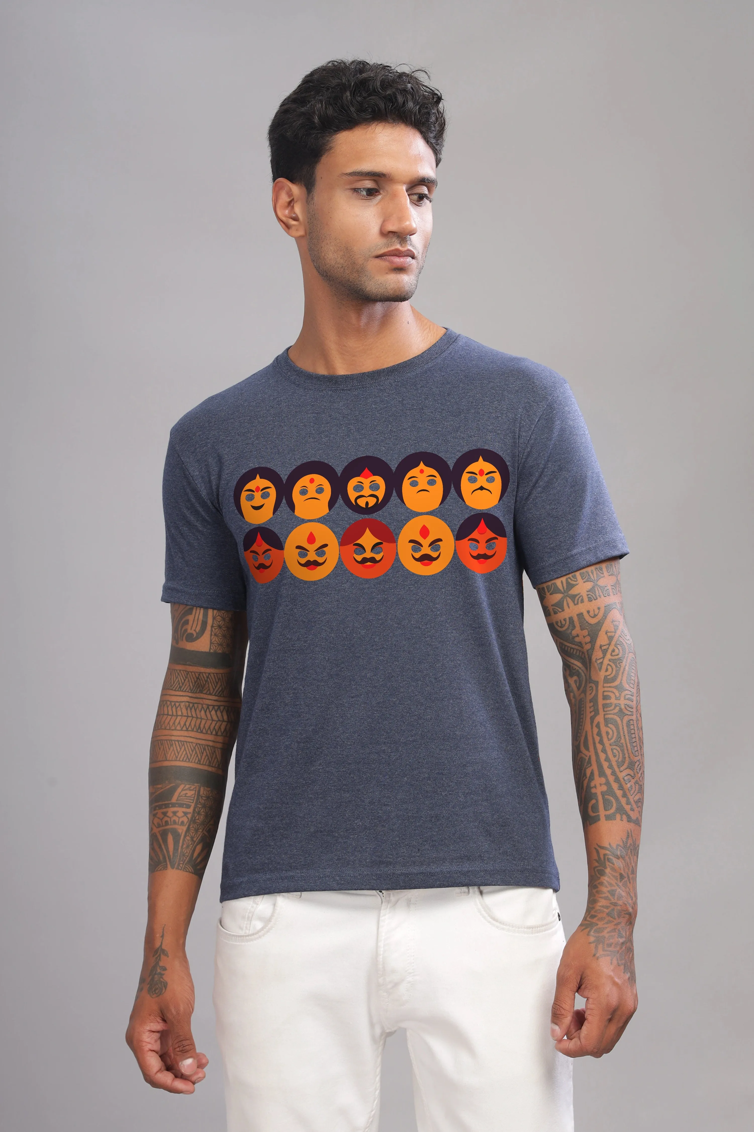 Dashavatar - Eco Blend Cotton Denim Blue Crewneck Half Sleeve Unisex T-shirt