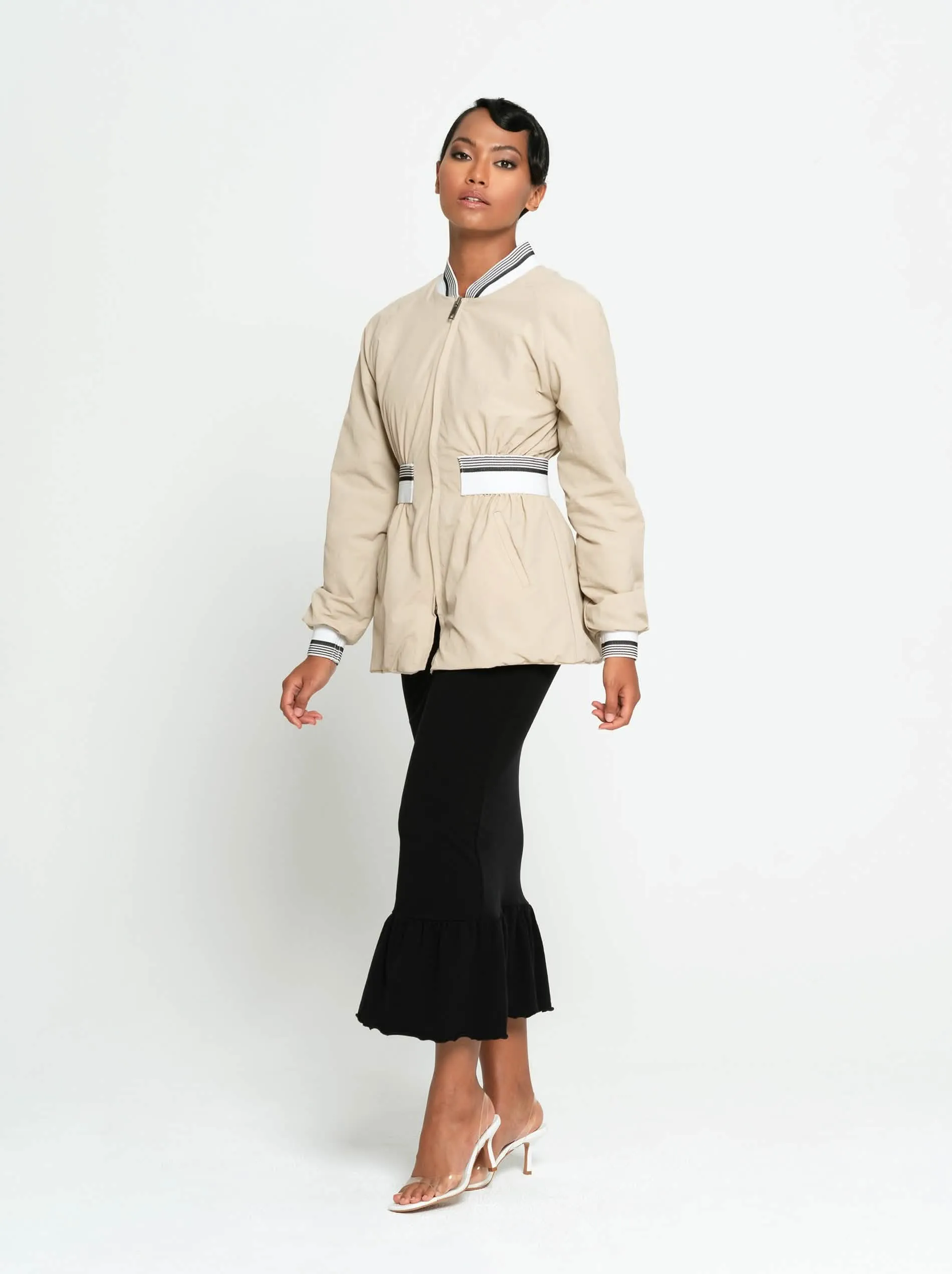 Eco-Elegance: KAMALA Recycled Femme Bomber Jacket