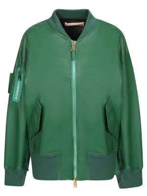 Green eco-leather bomber