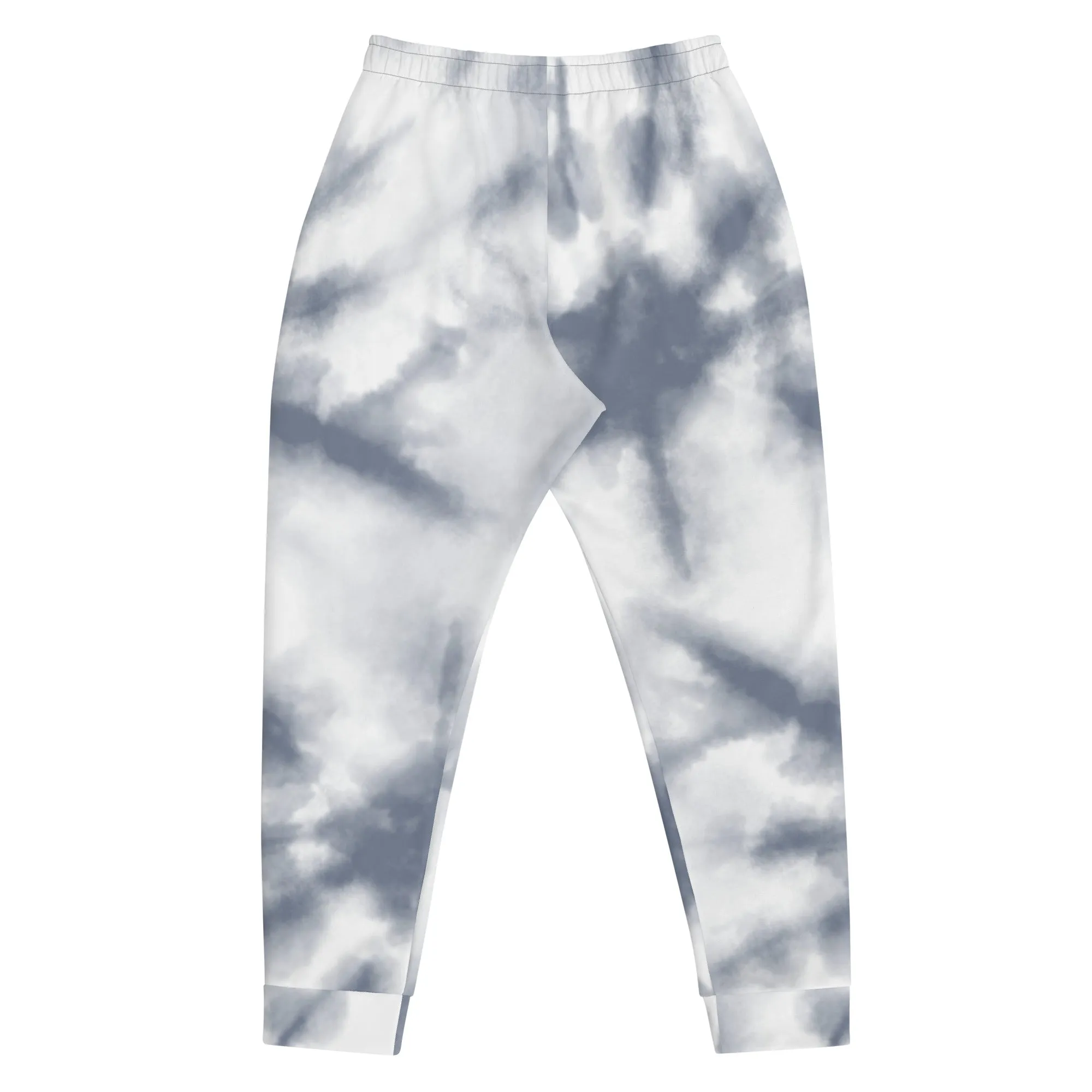 Grey White Abstract Men's Joggers, Tie Dye Designer Premium Sweatpants For Men - Made in USA/EU/MX