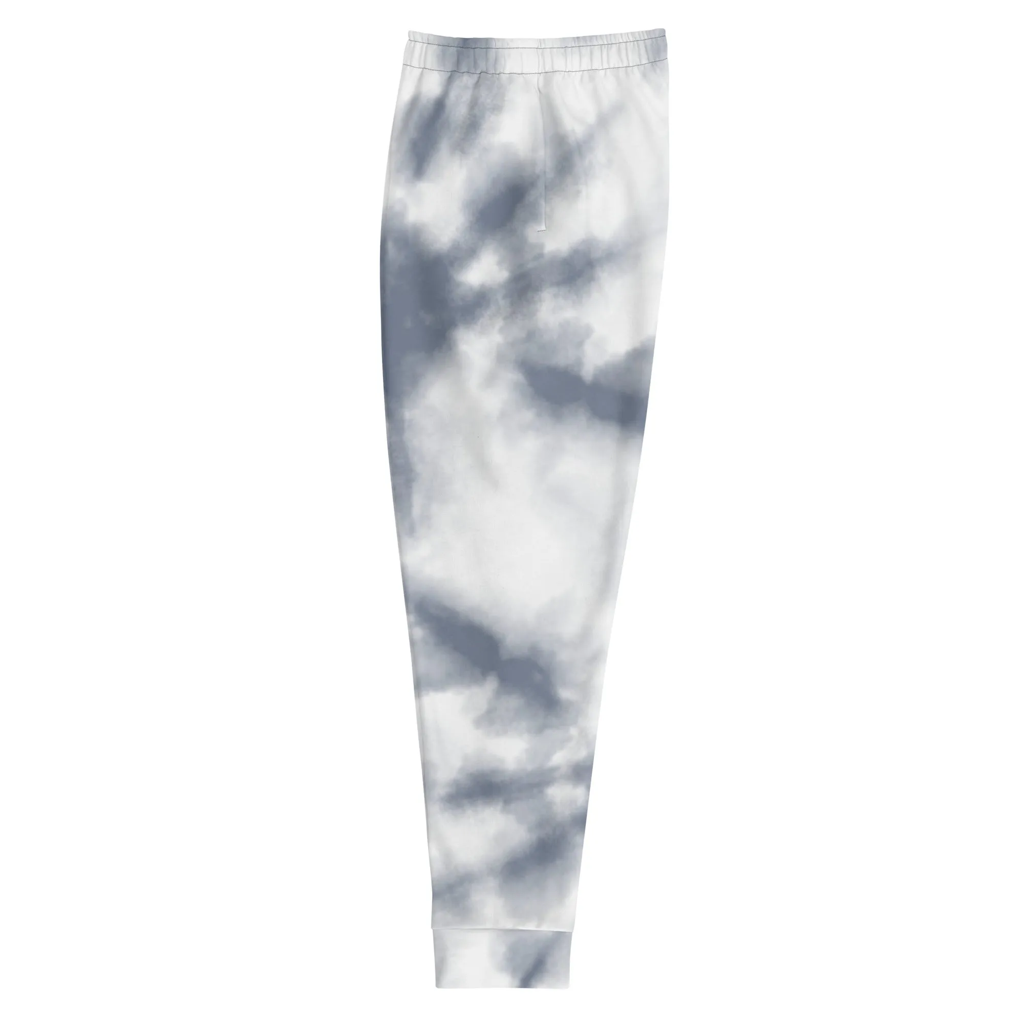 Grey White Abstract Men's Joggers, Tie Dye Designer Premium Sweatpants For Men - Made in USA/EU/MX