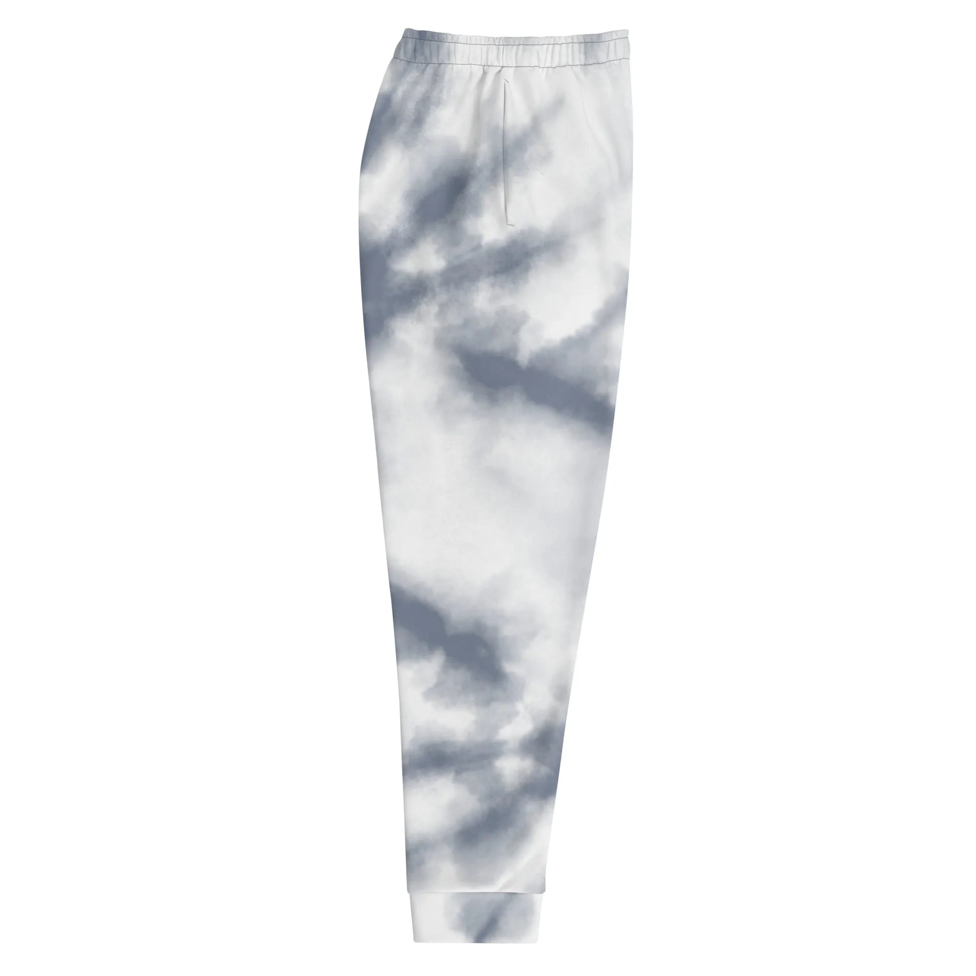 Grey White Abstract Men's Joggers, Tie Dye Designer Premium Sweatpants For Men - Made in USA/EU/MX