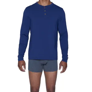 Henley Lounge Shirt in Deep Space Blue by Wood Underwear