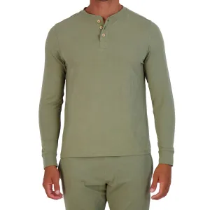 Henley Lounge Shirt in Olive by Wood Underwear