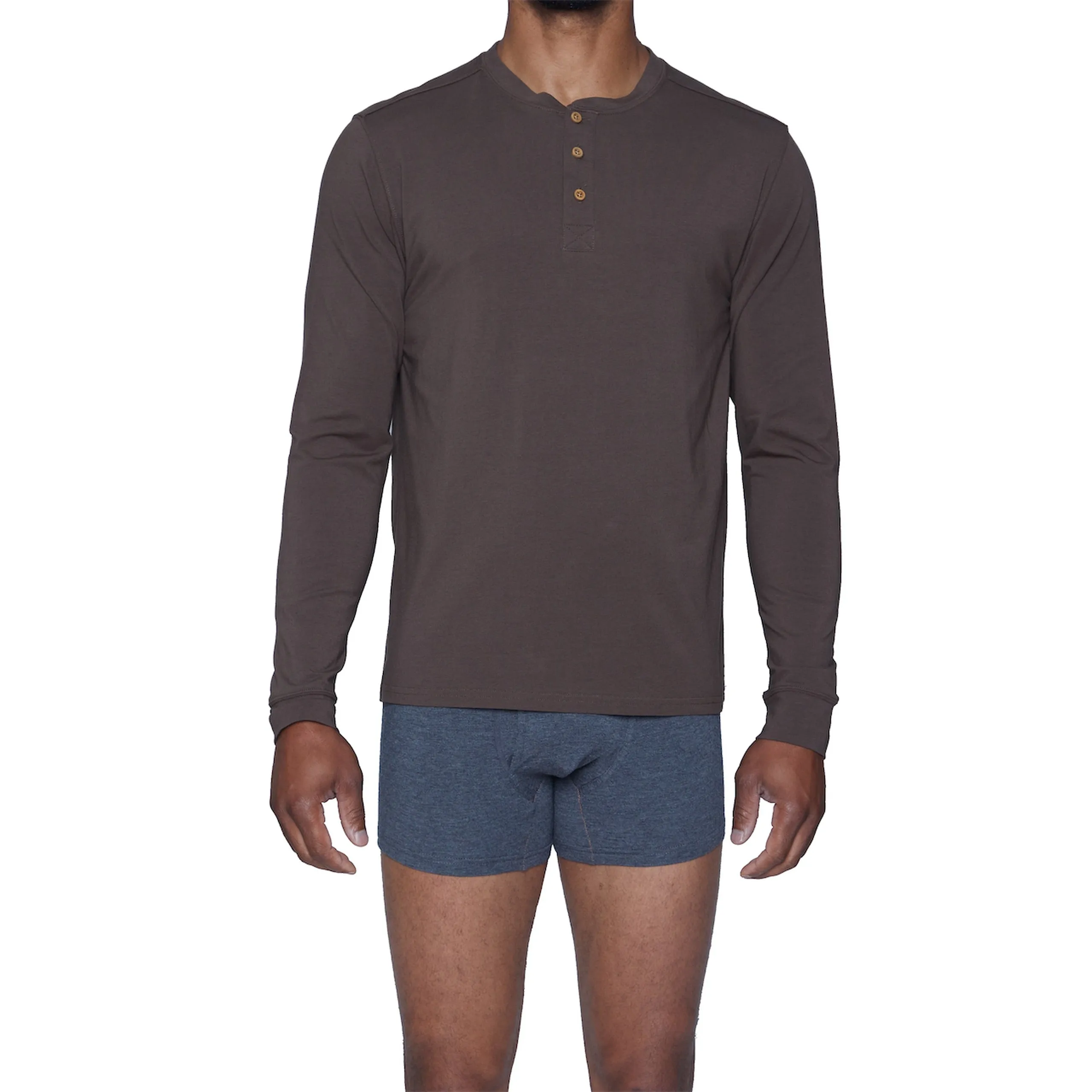 Henley Lounge Shirt in Walnut by Wood Underwear