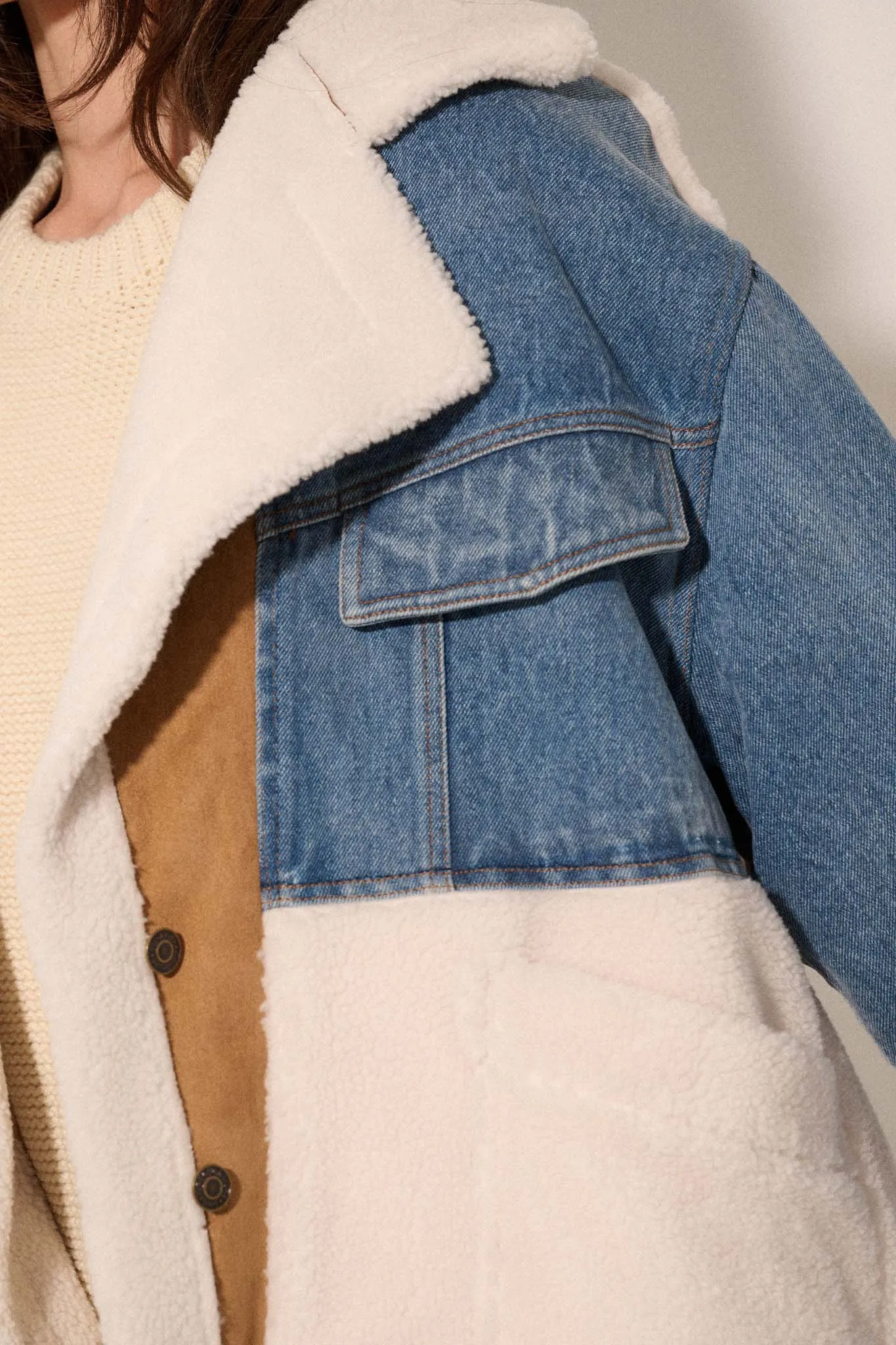 Honest Work Denim and Sherpa Fleece Jacket