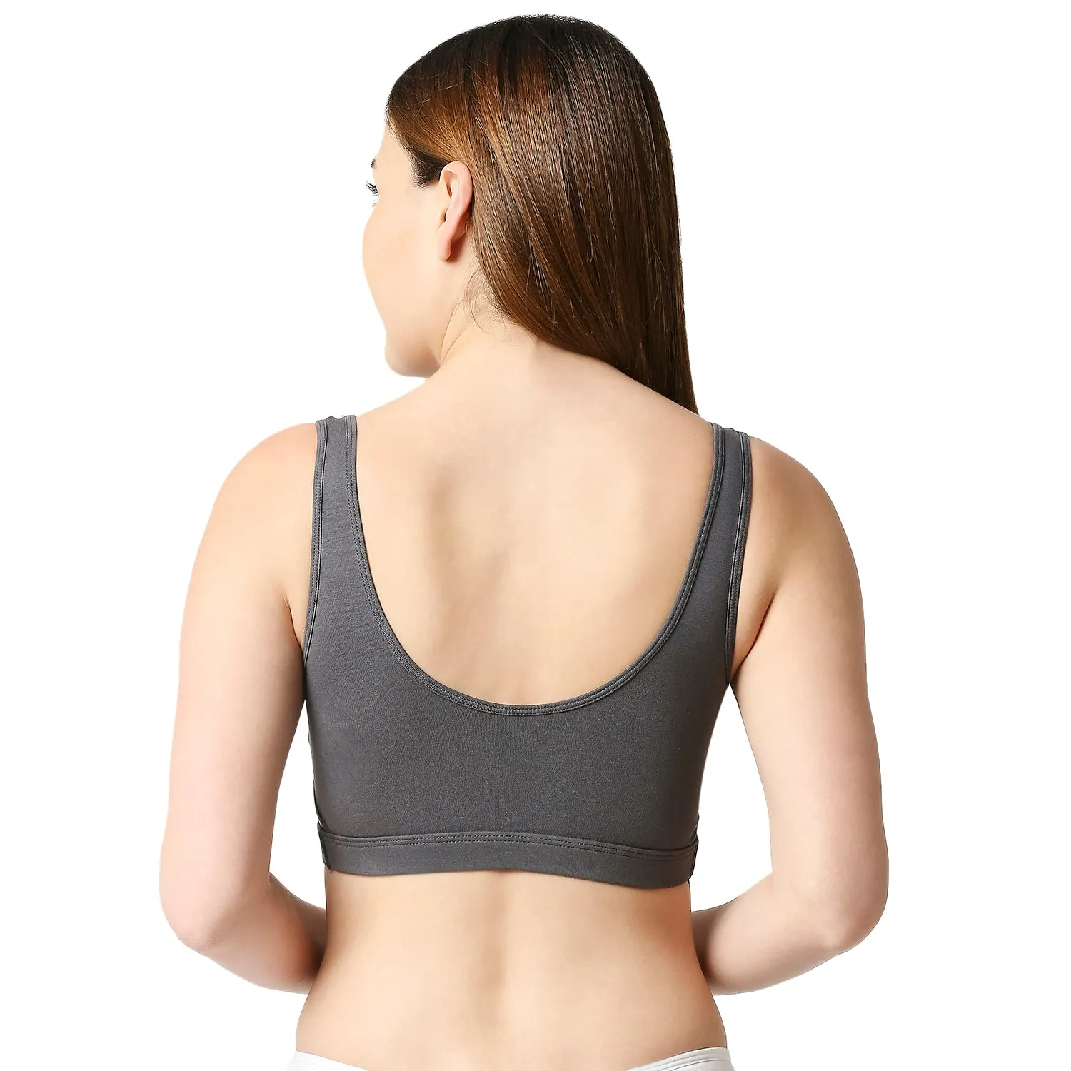 JS 90-4 -Padded Solid Low Impact Sports Bra Dark Grey