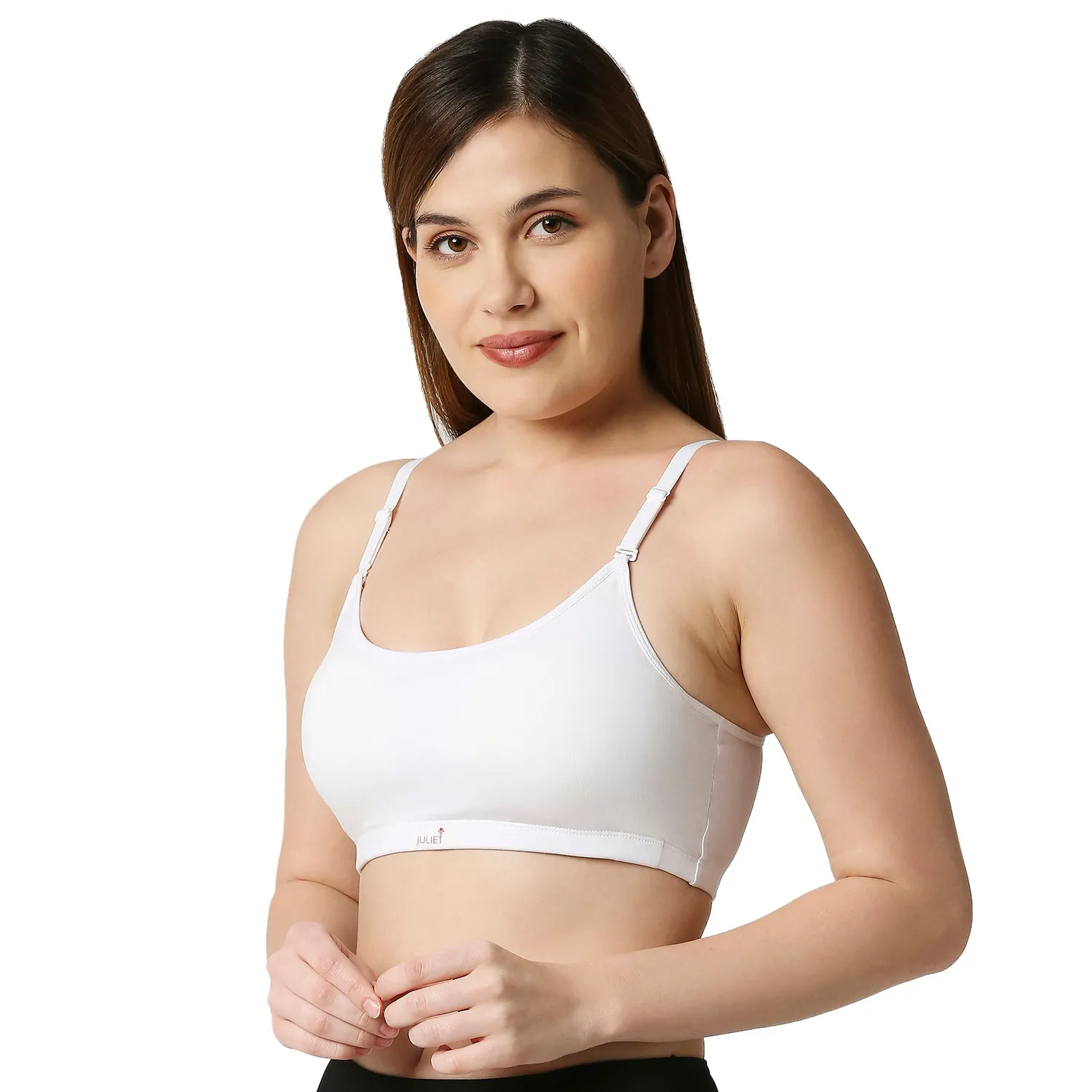 JS 90-5-Padded Solid Low Impact Sports Bra  White