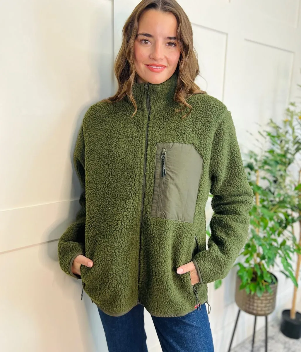 Khaki Unisex Sherpa Fleece