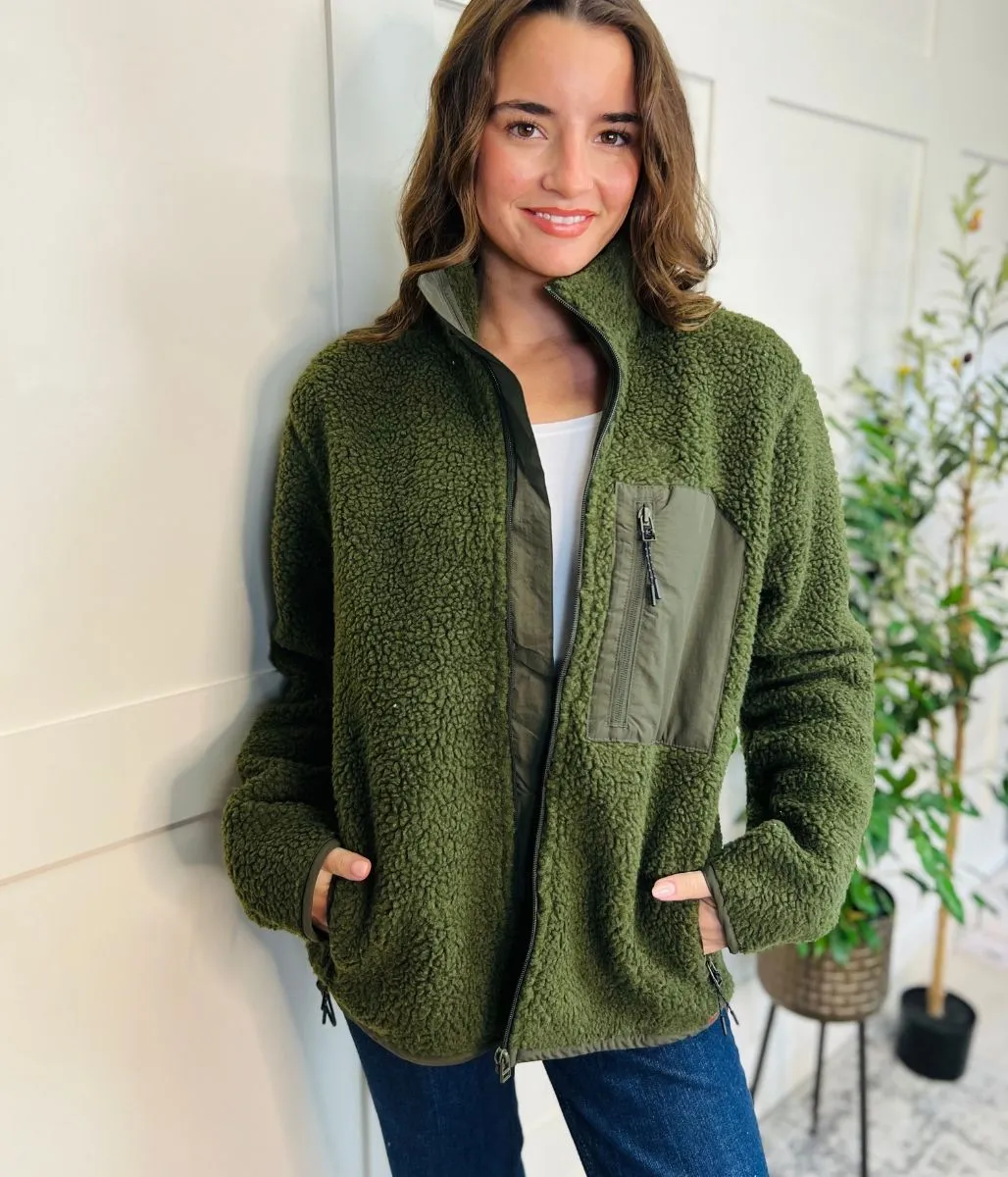 Khaki Unisex Sherpa Fleece