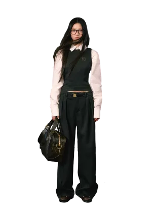 LLDC Minimalist Suit Vest & Gold Buckle Belt Skirt & Pants