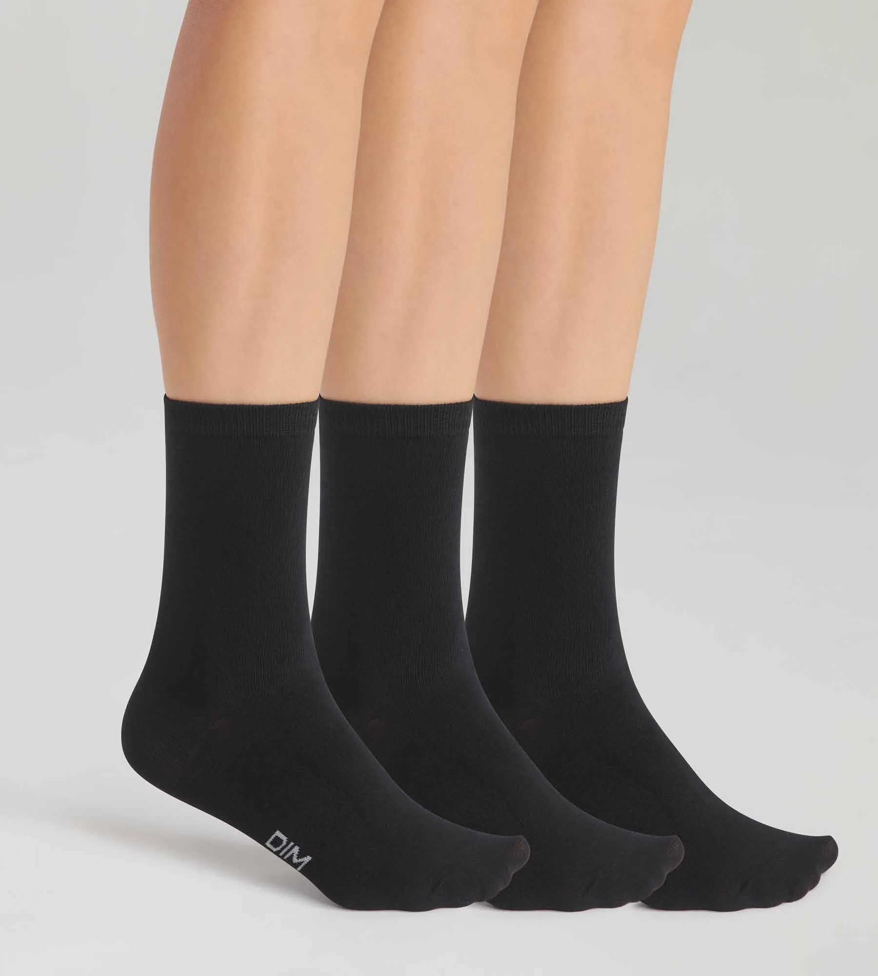 Lot de 3 paires de chaussettes femme Noir en coton Dim