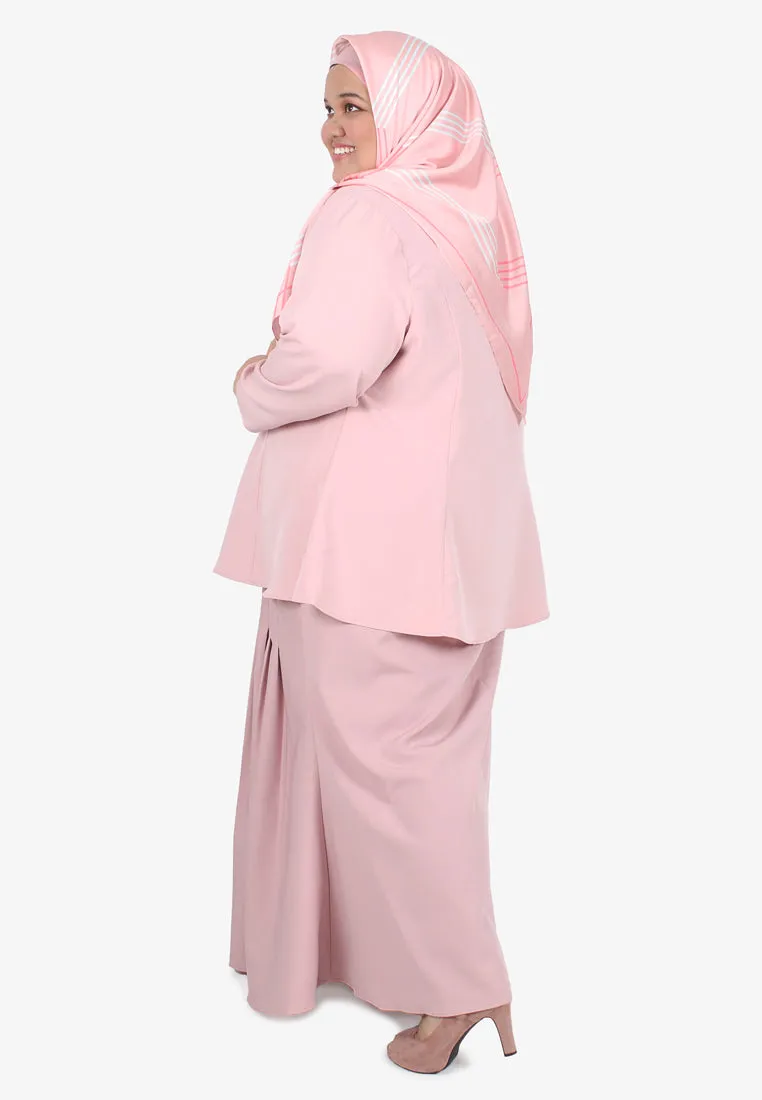 Mahlika Minimalist Pleated Kurung Set - Pink