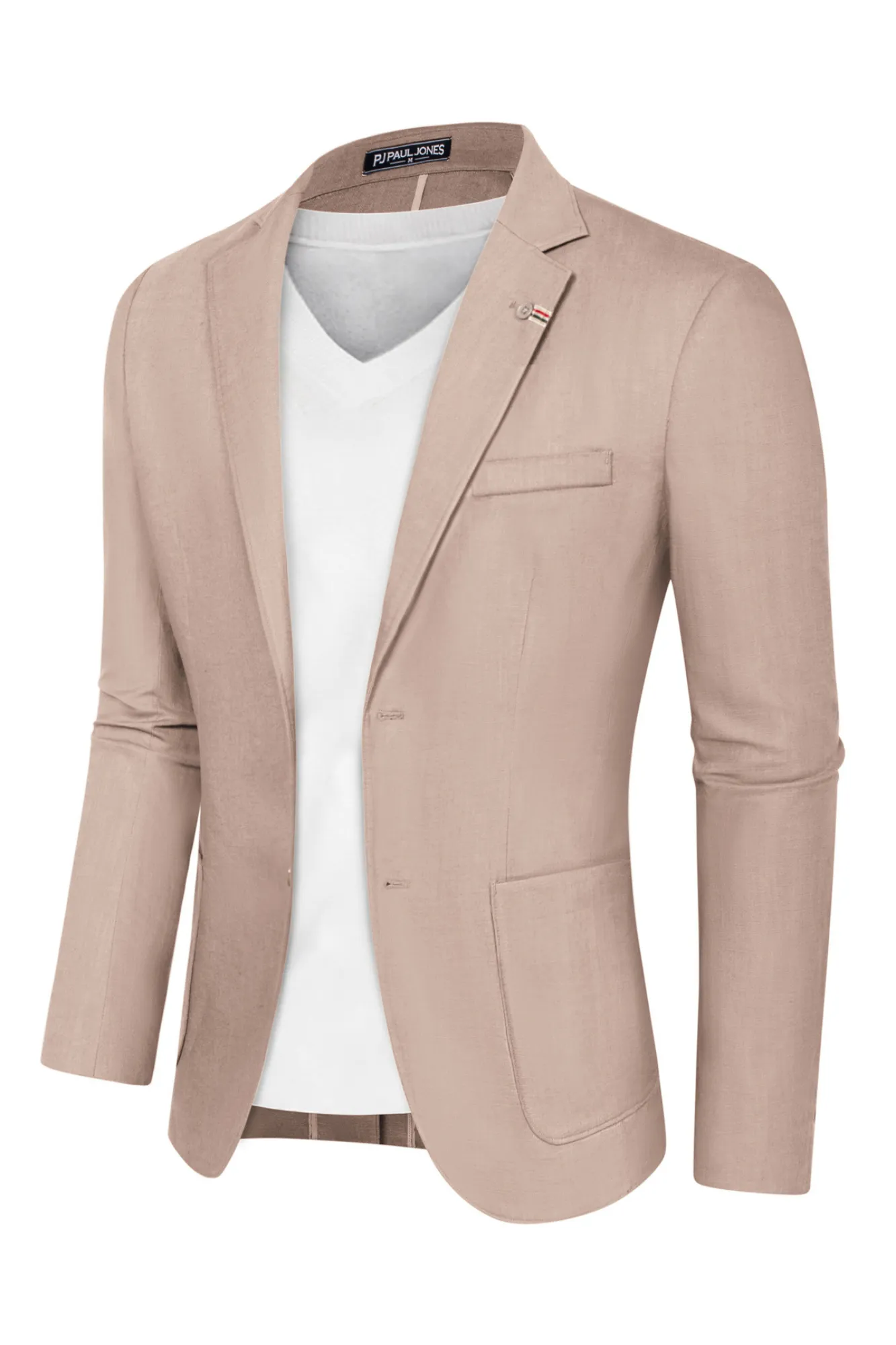 Mens Blazer Casual Cotton-Linen Sport Coat Lightweight 2 Button Unlined Suit Jackets