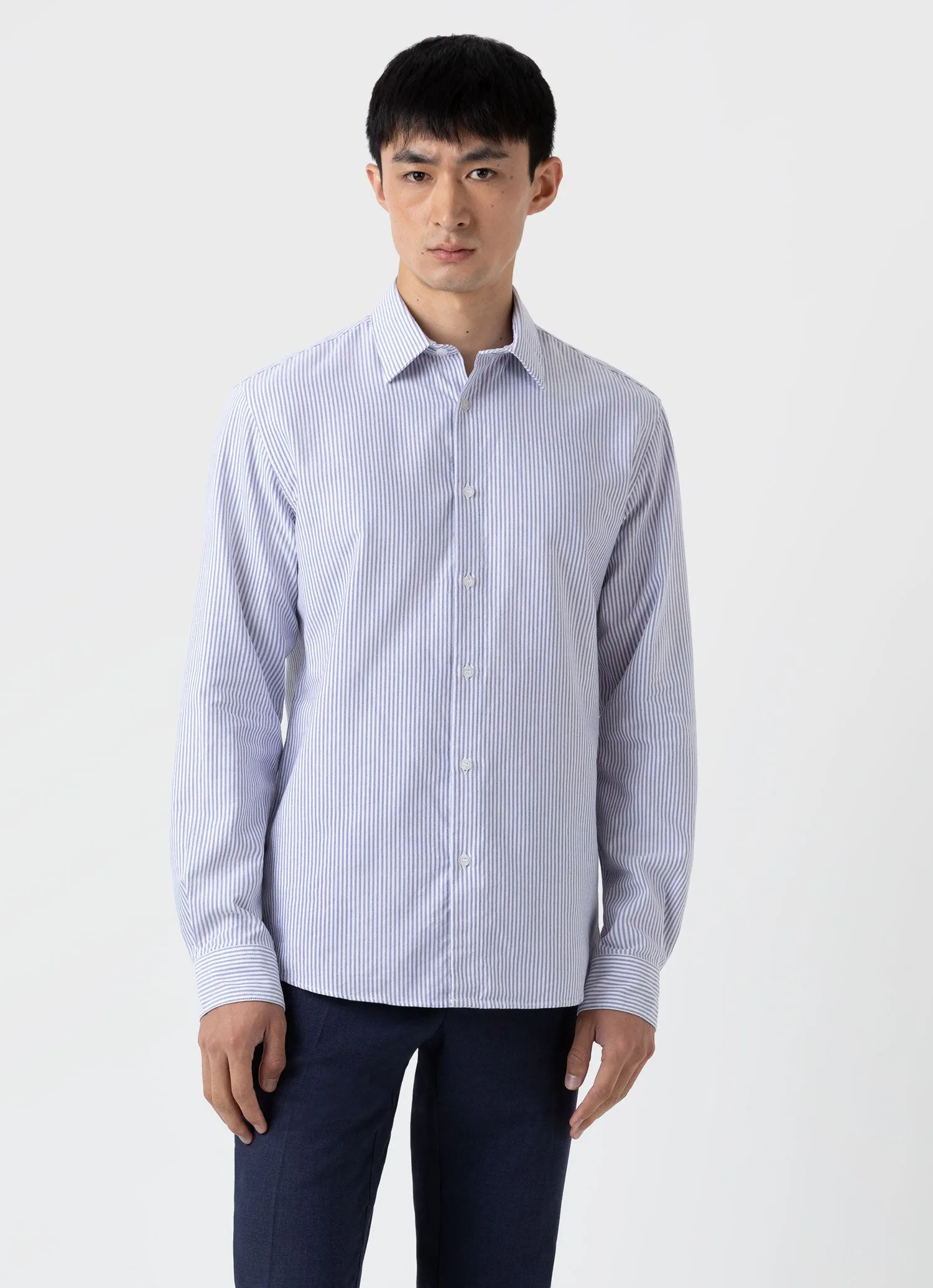 Men's Oxford Stripe Shirt in White/Navy Oxford Stripe