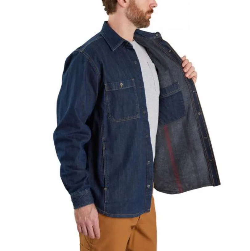 Men's Relaxed Fit Denim Fleece Lined Snap-Front Shirt Jac