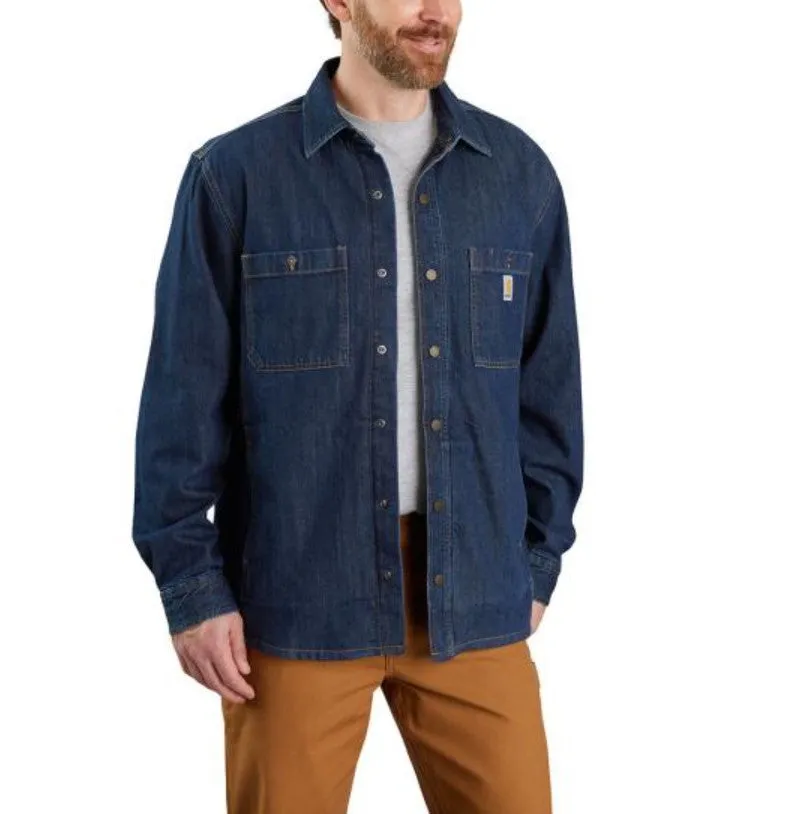 Men's Relaxed Fit Denim Fleece Lined Snap-Front Shirt Jac