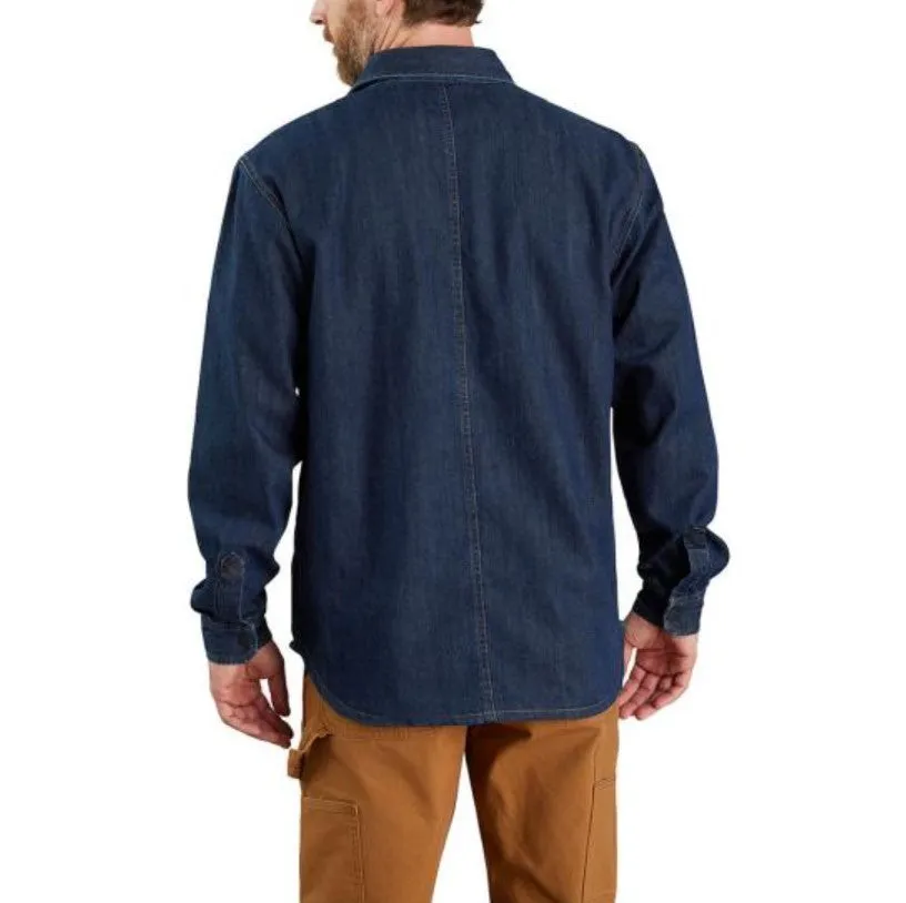 Men's Relaxed Fit Denim Fleece Lined Snap-Front Shirt Jac