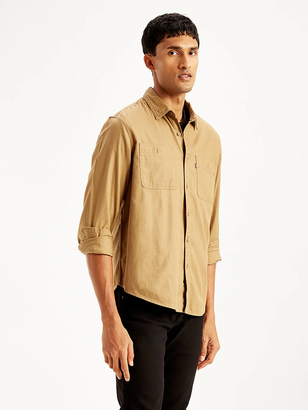 Men's Solid Regular Fit Denim Shirt