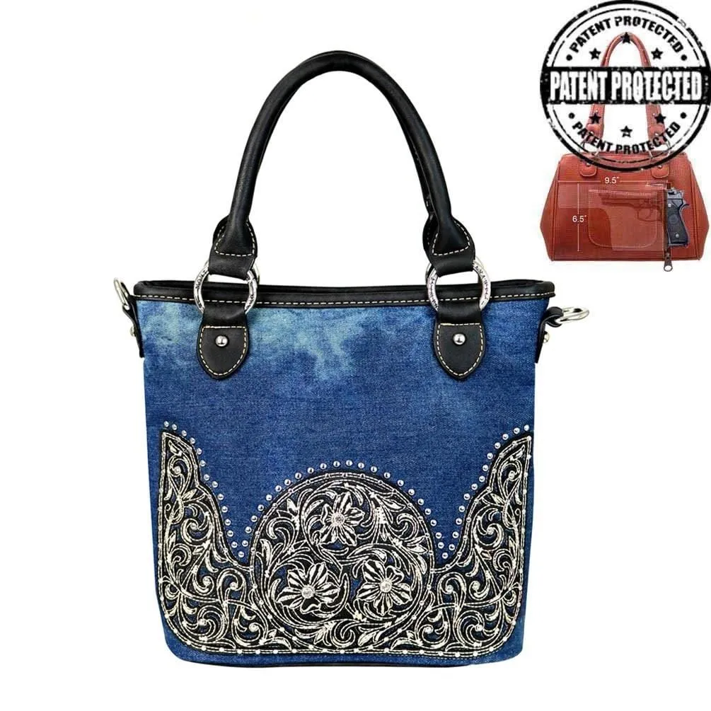 Montana West® Denim Concealed Handgun Purse /Crossbody Messenger Firearm Handbag Wallet Set