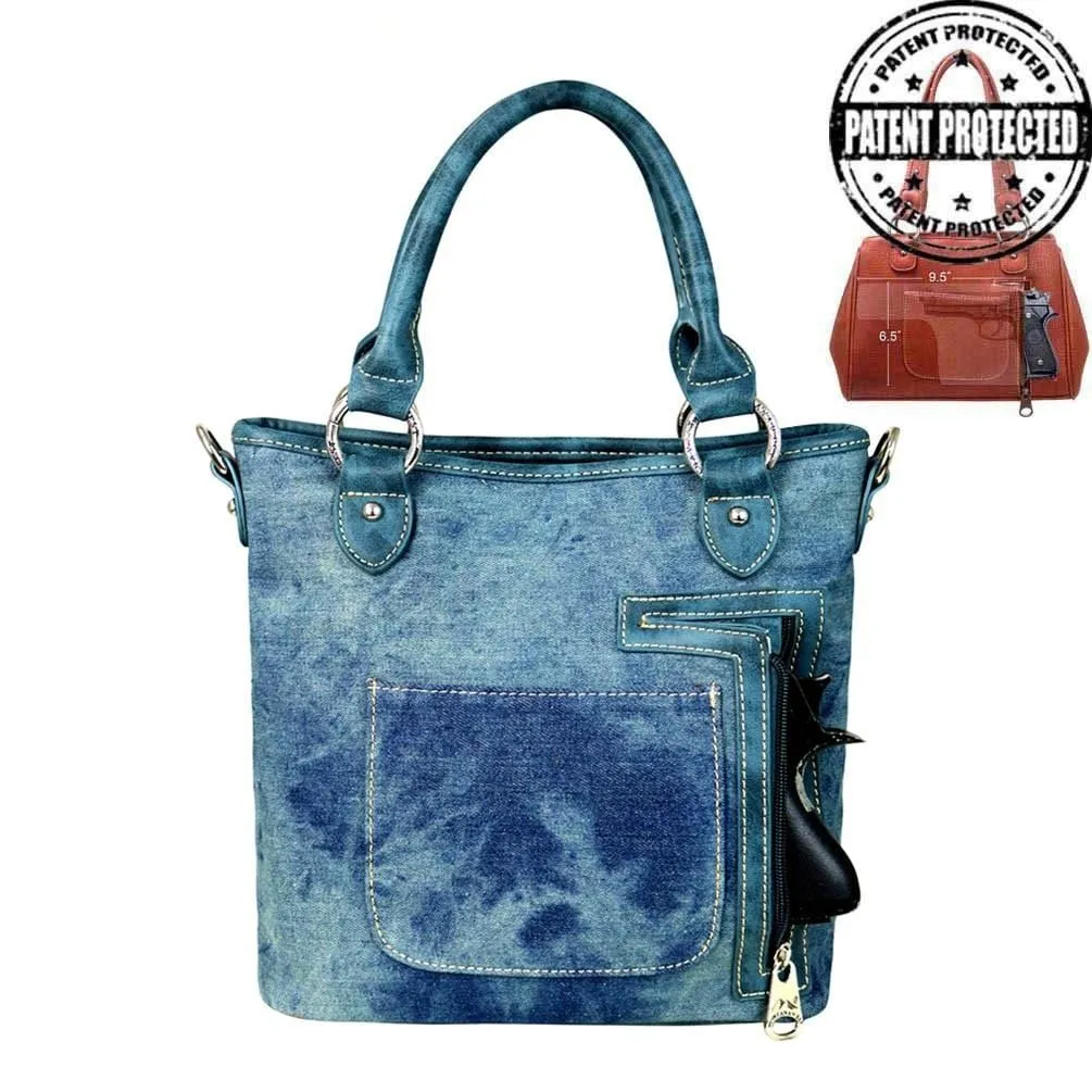 Montana West® Denim Concealed Handgun Purse /Crossbody Messenger Firearm Handbag Wallet Set