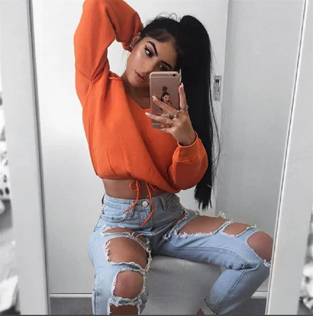 Off the shoulder crop sweater top