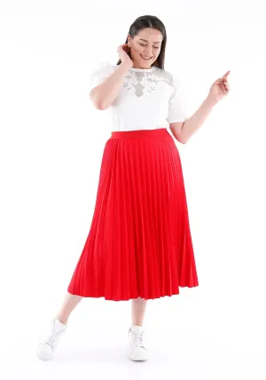 Oversized Accordion Plise Midi Pleated Skirt