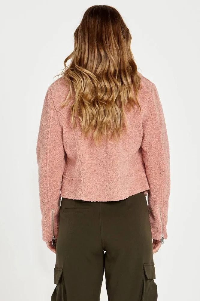 Sass Bea Sherpa Biker Jacket Blush