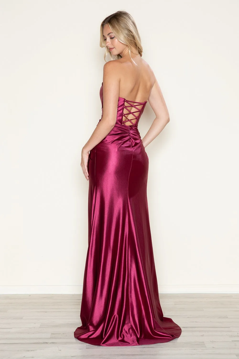 SERENITY Strapless Satin Sash Prom & Formal Dress