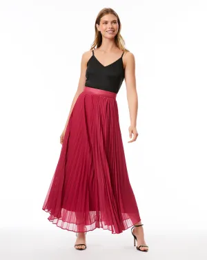 Sheer Pleated Midi Skirt