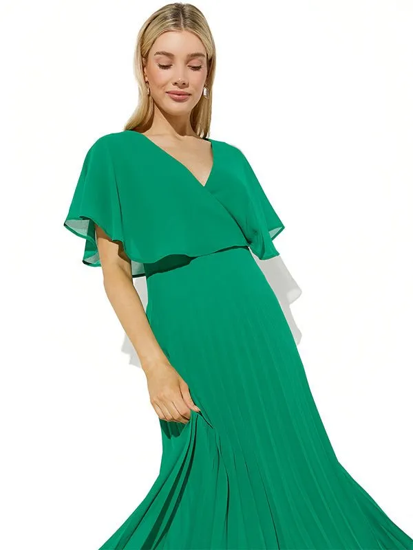 Solana Emerald Pleated Dress