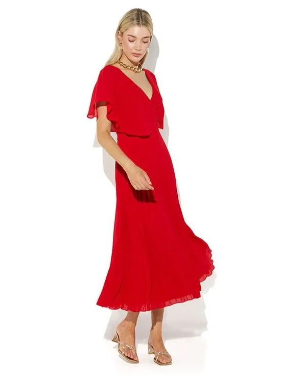 Solana Red Pleated Dress